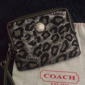 Coach Metallic Leopard Wristlet